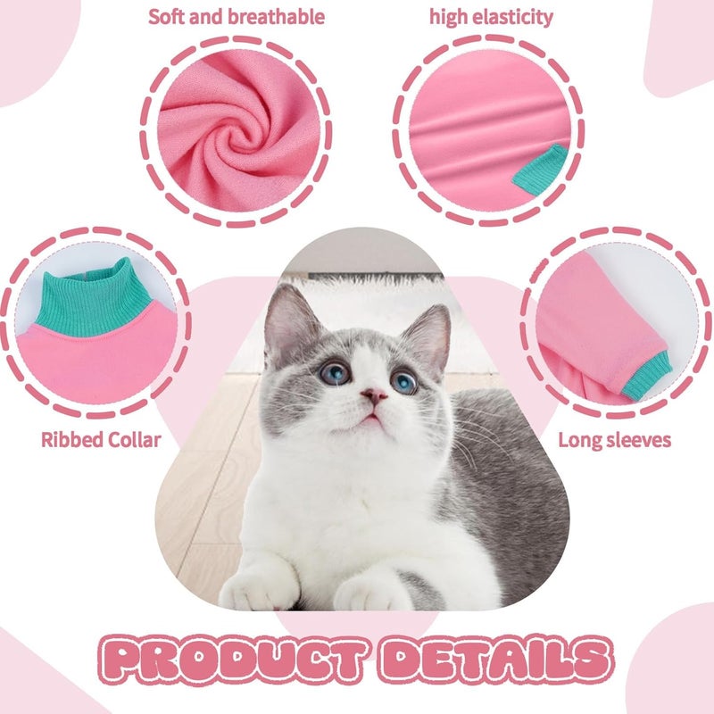 T'CHAQUE Sticky Hair Cat Clothes, Professional Recovery Suit for Cats, Anti-Shedding Shirt Outfit, Soft Pajamas for Kittens, Post-Surgery Onesie for Male & Female Cats - Image 3